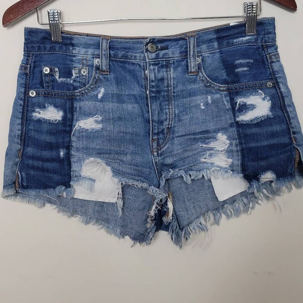 American Eagle | ‘Vintage High Rise Festival’ Jean Shorts Denim Distressed Size